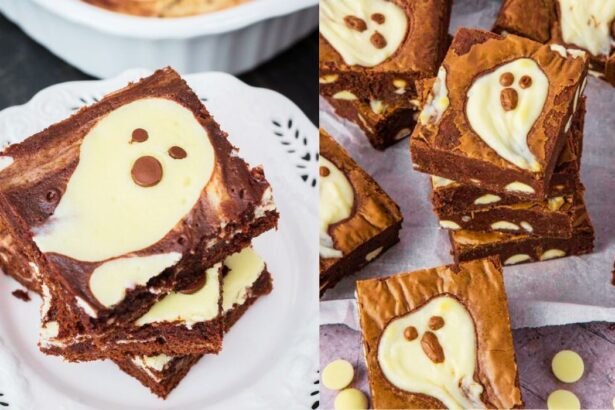 Halloween Party With Ghost Cheesecake Brownies